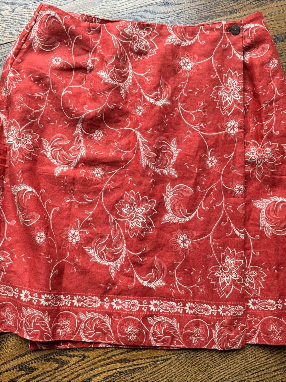 Charter Club Linen Red Floral Wrap Skirt sz 12